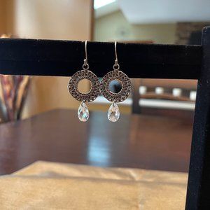 Silpada W1520 Sterling Silver Circle w/Cubic Zirconia Drop Earrings